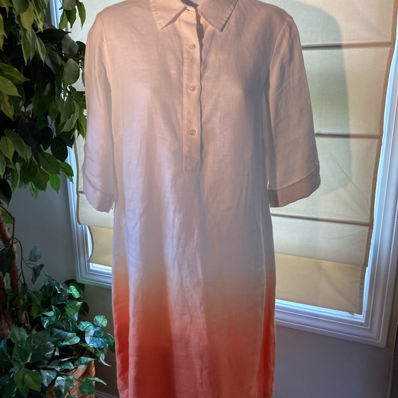 J. McLaughlin Dresses & Skirts - J McLaughlin SZ S white orange linen shirt dress